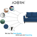 Adorn India Chandler Plain L Shape 5 Seater Sofa Set RHS (Blue) (3 Year Warranty)