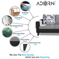 Adorn India Hallton L Shape 4 Seater Sofa Set Digital Print (Black & Grey) (3 Year Warranty)