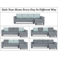 Adorn India Beetle Plus Stripes L Shape 6 Seater Sofa Set (Right Hand Side) (Grey) (3 Year Warranty)