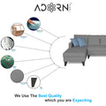 Adorn India Hallton Plain L Shape 6 Seater Sofa Set LHS (Grey) (3 Year Warranty)