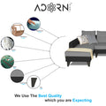 Adorn India Maddox Plain Two Tone L Shape 6 Seater Sofa Set LHS (Grey & Black) (3 Year Warranty)