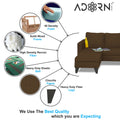 Adorn India Chandler Plain L Shape 4 Seater Wood Sofa Set (Brown) (3 Year Warranty)