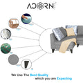 Adorn India Bryson L Shape 6 Seater Sofa Set Digitel Print (Left Hand Side) (Grey) (3 Year Warranty)