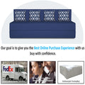 Adorn India Easy 4-Person Sofa Cum Bed (Rhombus Pattern) Chennile Fabric- Washable Cover- Including 4 Cushion- Size 6' X 6' Ft (Blue Color) Perfect for Home & Office for Guests
