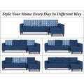 Adorn India Beetle Plus Bricks L Shape 6 Seater Sofa Set (Right Hand Side) (Blue) (3 Year Warranty)