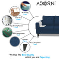 Adorn India Chandler Plain L Shape 4 Seater Wood Sofa Set (Blue) (3 Year Warranty)