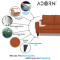 Adorn India Chandler L Shape 4 Seater Sofa Set Plain (Right Hand Side) (Rust)