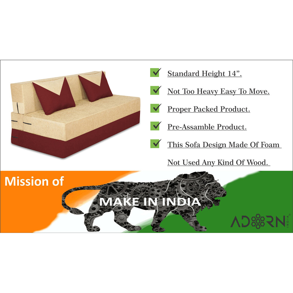 Adorn India Easy Boom 3 Seater Sofa Cum Bed 6 x 6 (Maroon & Beige)