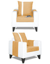 Adorn India Ashley Stripes Leatherette 3-2-1 Six Seater Sofa Set (Beige & White)