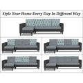 Adorn India Beetle Plus Leaf L Shape 6 Seater Sofa Set (Left Hand Side)(Black & Grey) (3 Year Warranty)