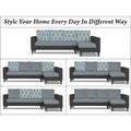 Adorn India Beetle Plus Leaf L Shape 6 Seater Sofa Set (Right Hand Side)(Black & Grey) (3 Year Warranty)