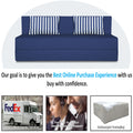 Adorn India Wood Easy Alyn Plus Stripes 4 Seater Sofa Cum Bed (6X6) (Blue) (1 Year Warranty)