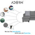Adorn India Beetle Rhombus L Shape 5 Seater Sofa Set LHS (Grey) (3 Year Warranty)