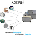 Adorn India Maddox Stripes L Shape 6 Seater Sofa Set LHS (Grey) (3 Year Warranty)