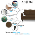 Adorn India Chandler Plain L Shape 5 Seater Sofa Set RHS (Brown) (3 Year Warranty)