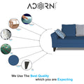 Adorn India Maddox Stripes L Shape 6 Seater Sofa Set RHS (Blue) (3 Year Warranty)