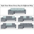 Adorn India Beetle Plus Stripes L Shape 6 Seater Sofa Set (Left Hand Side) (Grey) (3 Year Warranty)