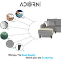 Adorn India Maddox Plain L Shape 6 Seater Sofa Set LHS (Grey) (3 Year Warranty)