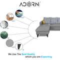 Adorn India Chandler Stripes L Shape 5 Seater Sofa Set LHS (Grey) (3 Year Warranty)