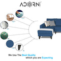 Adorn India Maddox Plain L Shape 6 Seater Sofa Set LHS (Blue) (3 Year Warranty)