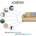 Adorn India Maddox Stripes L Shape 6 Seater Sofa Set RHS (Beige) (3 Year Warranty)