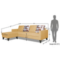 Adorn India Hallton L Shape 5 Seater Sofa Set Digitel Print (Left Hand Side) (Beige) (3 Year Warranty)