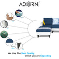 Adorn India Ashley Leatherette Fabric L Shape 6 Seater Sofa Set Digitel Print (Left Hand Side) (Blue & White) (3 Year Warranty)