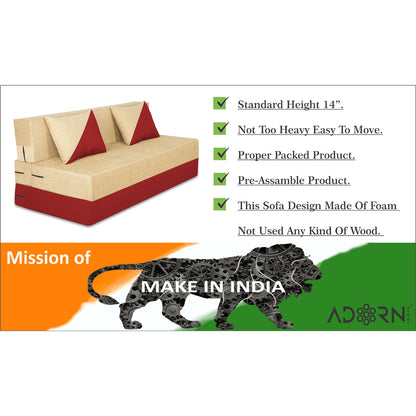 Adorn India Easy Desmond 3 Seater Sofa Cum Bed 6 x 6 (Red & Beige)