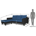 Adorn India Maddox L Shape 4 Seater Sofa Set Tufted Two Tone RHS (Blue & Black) (3 Year Warranty)