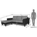 Adorn India Maddox L Shape 4 Seater Sofa Set Tufted Two Tone LHS (Grey & Black) (3 Year Warranty)