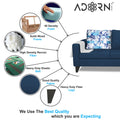 Adorn India Hallton L Shape 4 Seater Sofa Set Digital Print (Blue)(3 Year Warranty)