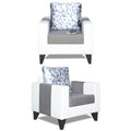 Adorn India Ashley Digitel Print Leatherette Fabric 3-2-1 Six Seater Sofa Set (Grey & White) (3 Year Warranty)