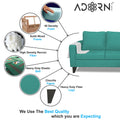 Adorn India Chandler Plain L Shape 4 Seater Sofa Set (Aqua Blue) (3 Year Warranty)