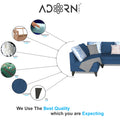 Adorn India Bryson L Shape 6 Seater Sofa Set Digitel Print (Left Hand Side) (Blue) (3 Year Warranty)