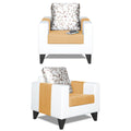 Adorn India Ashley Digitel Print Leatherette Fabric 3-2-1 Six Seater Sofa Set (Beige & White)