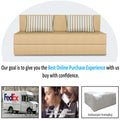 Adorn India Easy Alyn Plus Stripes 4 Seater Wood Sofa Cum Bed (6X6) (Beige) (1 Year Warranty)
