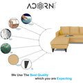 Adorn India Chandler Plain L Shape 5 Seater Sofa Set LHS (Beige) (3 Year Warranty)