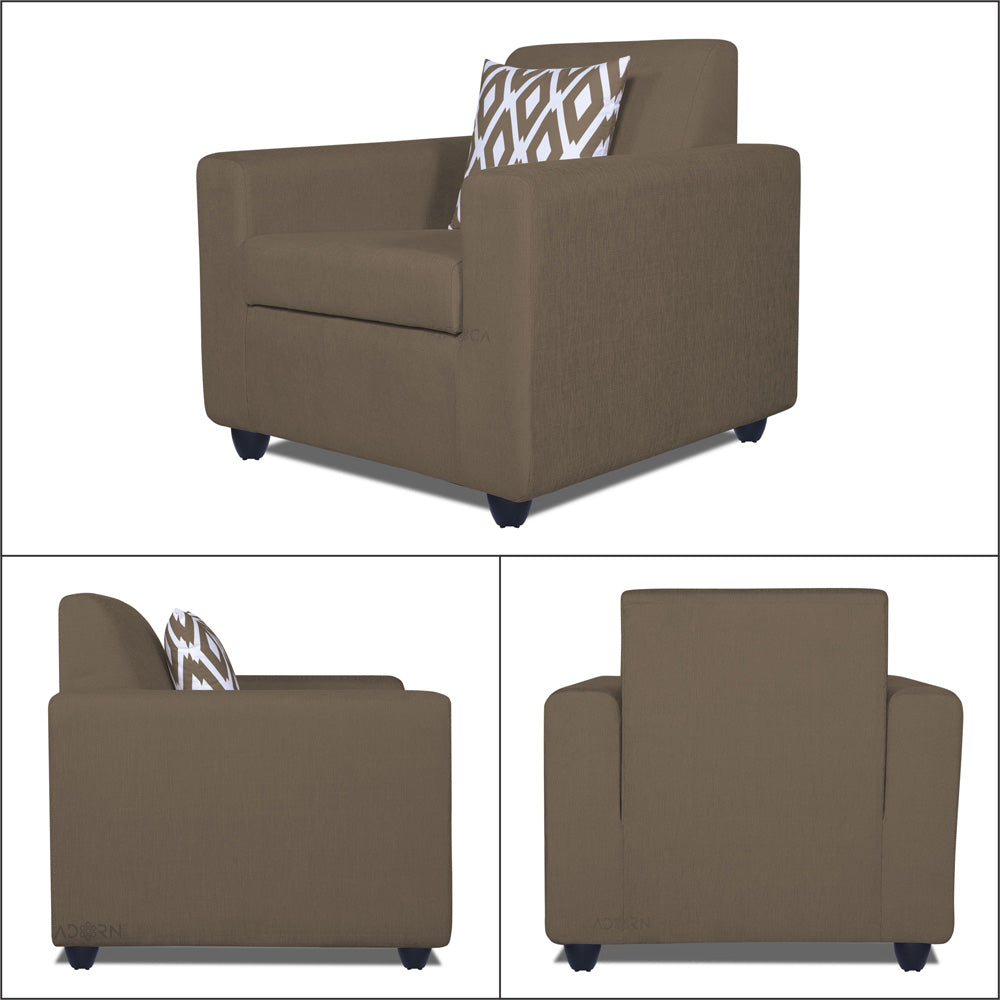 Adorn India Monteno Six Seater 3+2+1 Sofa Set (Brown)