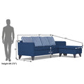 Adorn India Abington Stripes L Shape 5 Seater Sofa Set RHS (Blue) (3 Year Warranty)