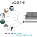 Adorn India Ashley Leatherette Fabric L Shape 6 Seater Sofa Set Plain (Right Hand Side) (Grey & White) (3 Year Warranty)