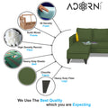 Adorn India Chandler L Shape 4 Seater Sofa Set Plain (Green)