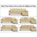 Adorn India Beetle Plus Bricks L Shape 6 Seater Sofa Set (Right Hand Side) (Beige) (3 Year Warranty)
