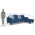 Adorn India Hallton L Shape 5 Seater Sofa Set Digitel Print (Right Hand Side) (Blue) (3 Year Warranty)