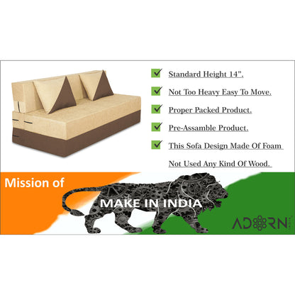Adorn India Easy Desmond 3 Seater Sofa Cum Bed 5 x 6 (Brown & Beige)