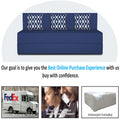 Adorn India Easy 3 Seater Sofa Cum Bed (Rhombus Pattern) Chennile Fabric - Washable Cover - Including 3 Cushion - Size 5' x 6' Ft (Blue Color) Perfect for Home & Office for Guests