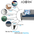 Adorn India Hallton L Shape 4 Seater Sofa Set Digital Print (Blue & Grey) (3 Year Warranty)