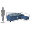 Raiden Damask L Shape 6 Seater Sofa Set with Center Table (Right Hand Side) (Blue)