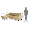 Raiden Damask L Shape 6 Seater Sofa Set with Center Table (Left Hand Side) (Beige)