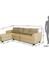 Adorn India Raiden Damask L Shape 6 Seater Sofa Set with Center Table (Left Hand Side) (Beige)