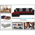 Zink Straight line L Shape 5 Seater Sofa Rhombus Cushion (Left Side Handle)(Red & Black)